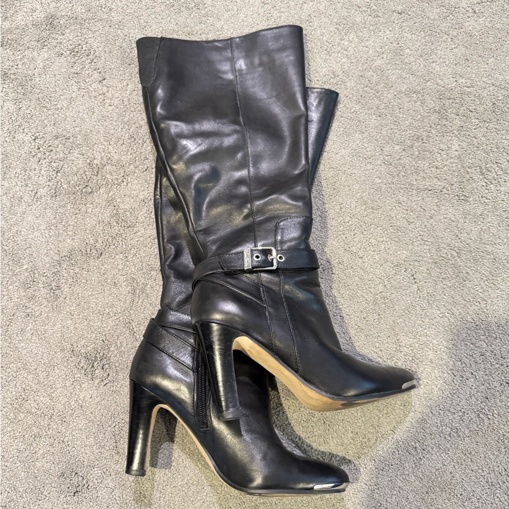 Black Leather Knee-High Boots